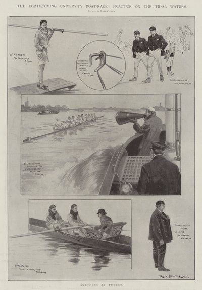 迫り来る大学ボートレース、潮汐海域での練習 作： Ralph Cleaver